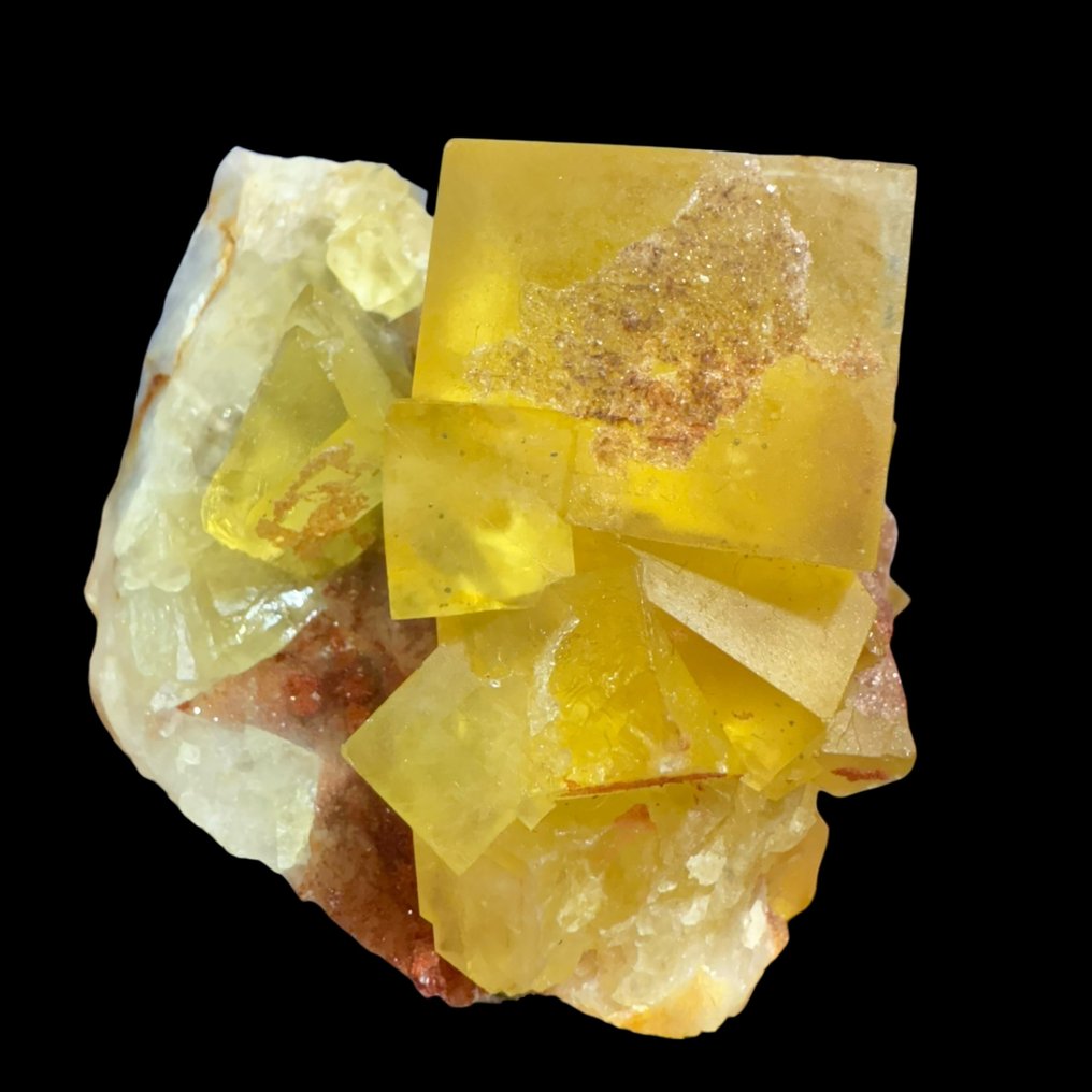 Yellow Fluorite Crystals on matrix - Height: 6 cm - Width: 6 cm- 170 g #4.3