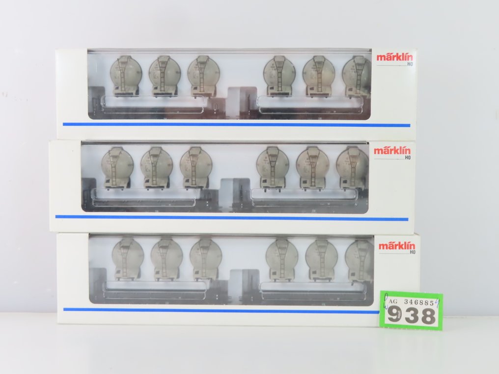 Märklin H0 - 48942 - Σετ τρένου μοντελισμού μεταφοράς εμπορευμάτων (3) - 3 σετ αγαθόφορων 2 τεμαχίων με 2-άξονες containerwagens, κοντέινερς «Από σπίτι σε σπίτι» - DB #4.3