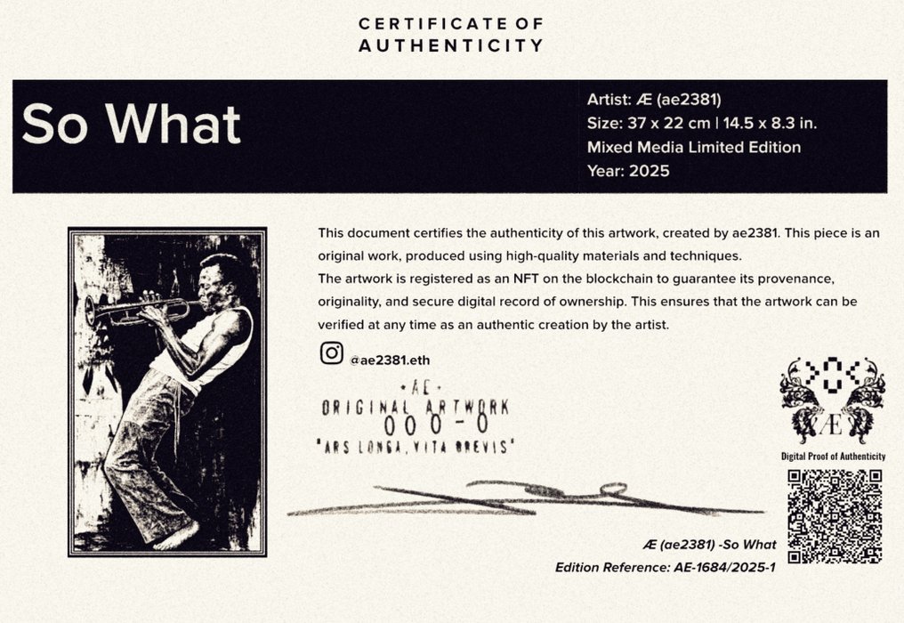 Æ (XX-XXI) - Miles Davis – Black & White Jazz Triptych (Set of 3) | Hand-Painted Limited Edition by Æ #4.3