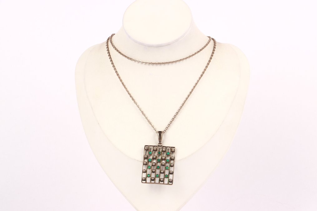 Sem preço de reserva - Colar com pingente Prata - Turquois modernista #1.0