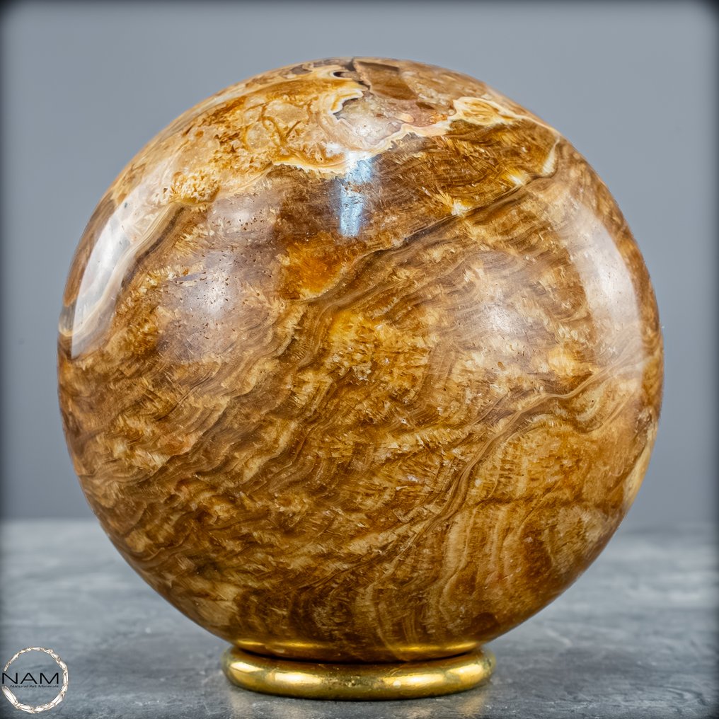 Majestätische Aragonit-Kugel – Das Kunstwerk der Erde in goldbrauner Harmonie- 1029.64 g #3.2