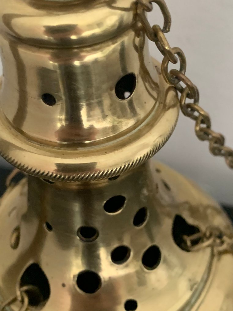 Pocessie λάμπα - διασκορπιστής λιβανιού (2) - Χαλκός, Γυαλί - Αρχές του 20ού αιώνα #2.1