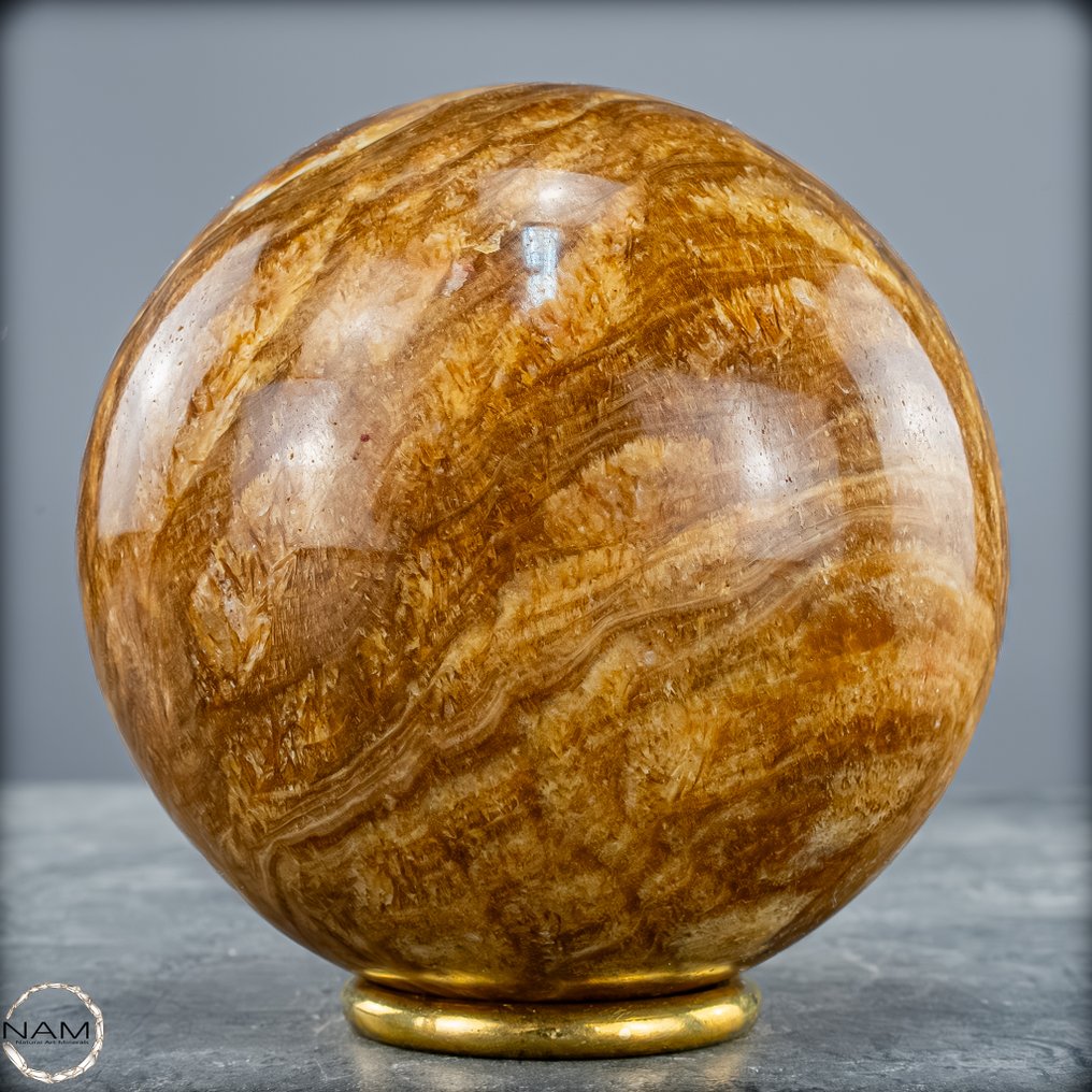 Majestätische Aragonit-Kugel – Das Kunstwerk der Erde in goldbrauner Harmonie- 1029.64 g #1.0