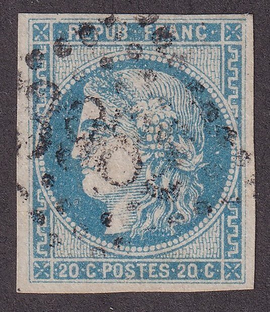 Frankrig  - 20c blå outremer - signeret Brun - TB - Yvert n°46Bh #1.0