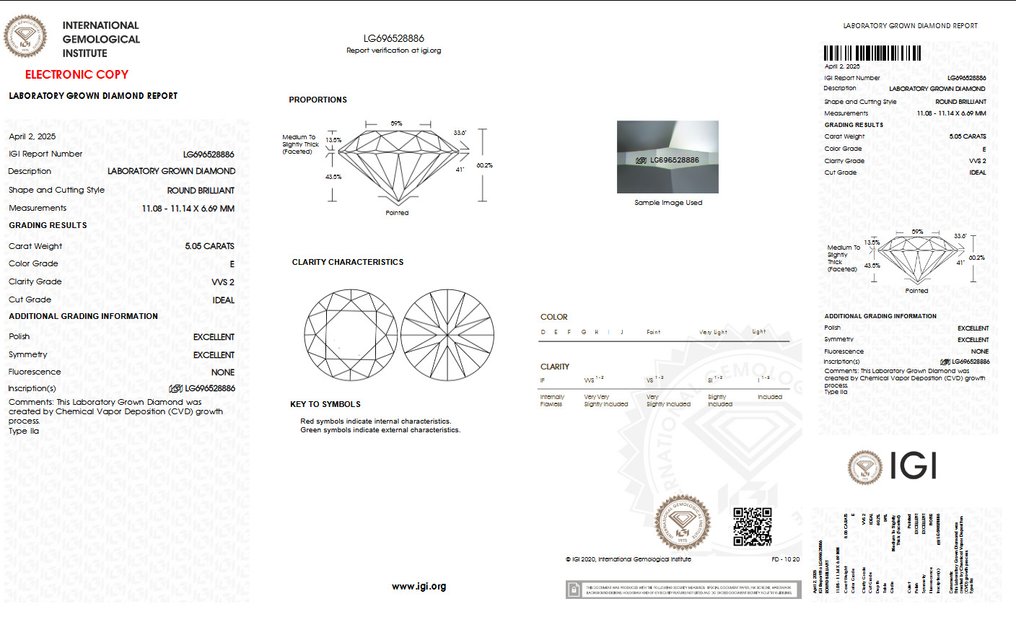 Sans prix de réserve - Bague - 18 carats Or blanc - 5.05ct. tw. Diamant (Cultivé en laboratoire) - E VVS2 IGI certifié #2.1