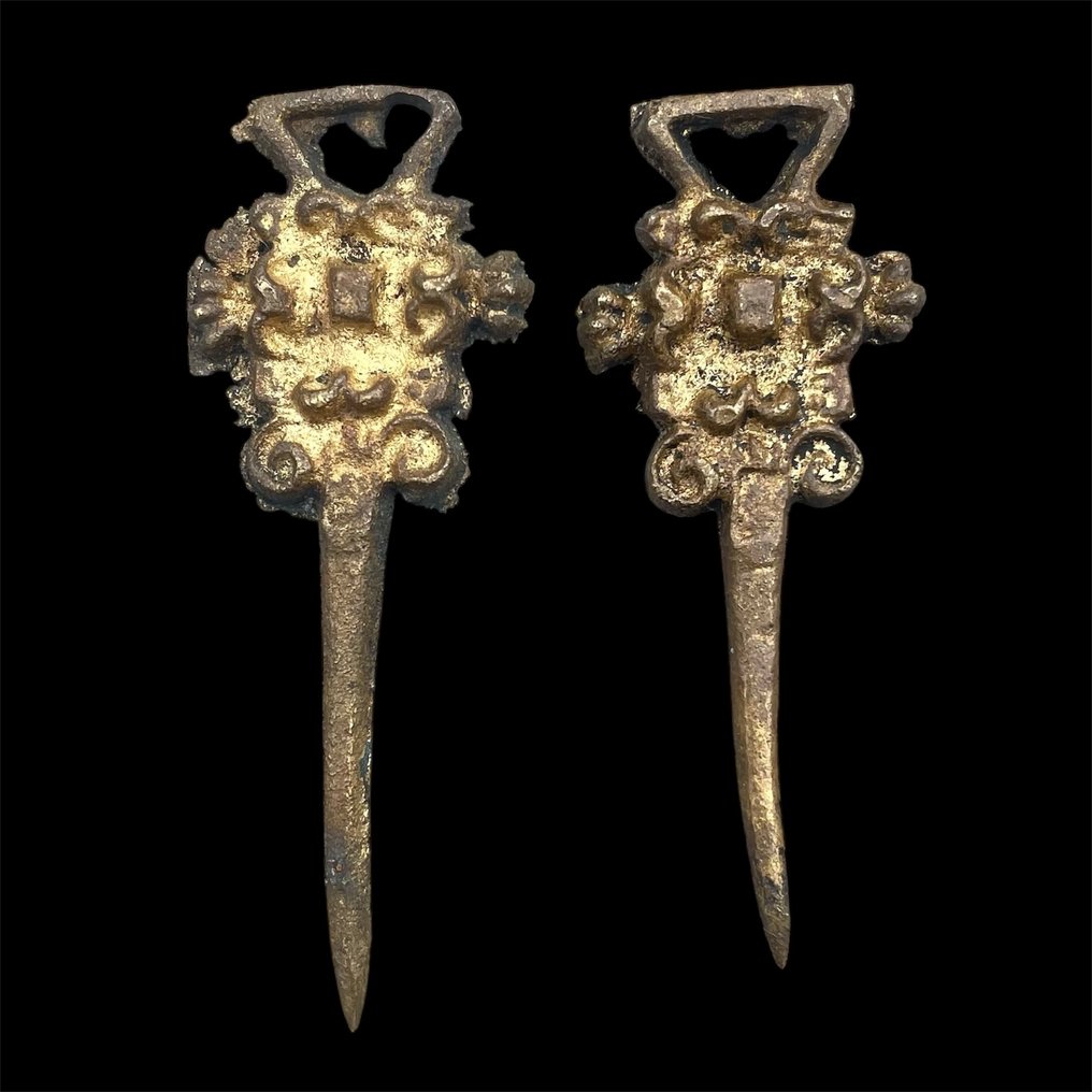 Post-medieval Brothers in messing around. Very rare clothing hooks (semi-finished) - 0 mm #1.0