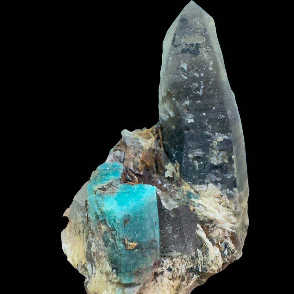 Amazzonite con smocky quartz - Altezza: 5 cm - Larghezza: 4 cm- 65 g #1.0