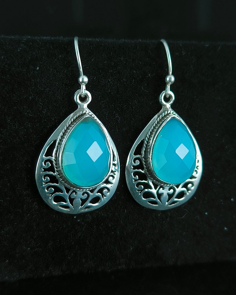 Chalcedony - Ezüst - Drop fülbevaló - Ezüst fülbevalók #1.0