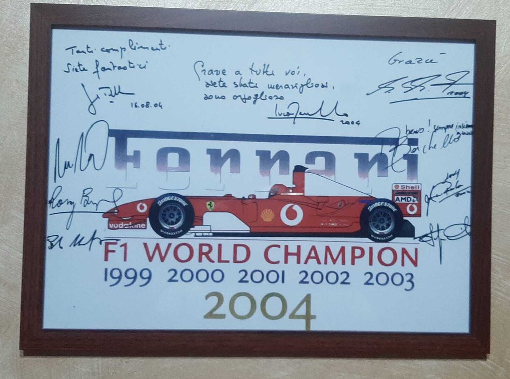 Αφίσα - Ferrari - Ferrari formula uno Team schumacher & Luca Montezemolo world champions 2004 #1.0