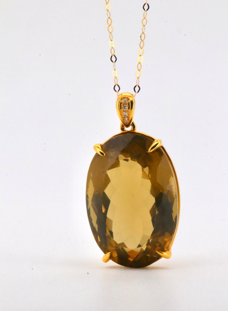 χωρίς τιμή ασφαλείας - Κρεμαστό κόσμημα - 14 καράτια Κίτρινο χρυσό Κιτρίνης - Διαμάντι #2.1