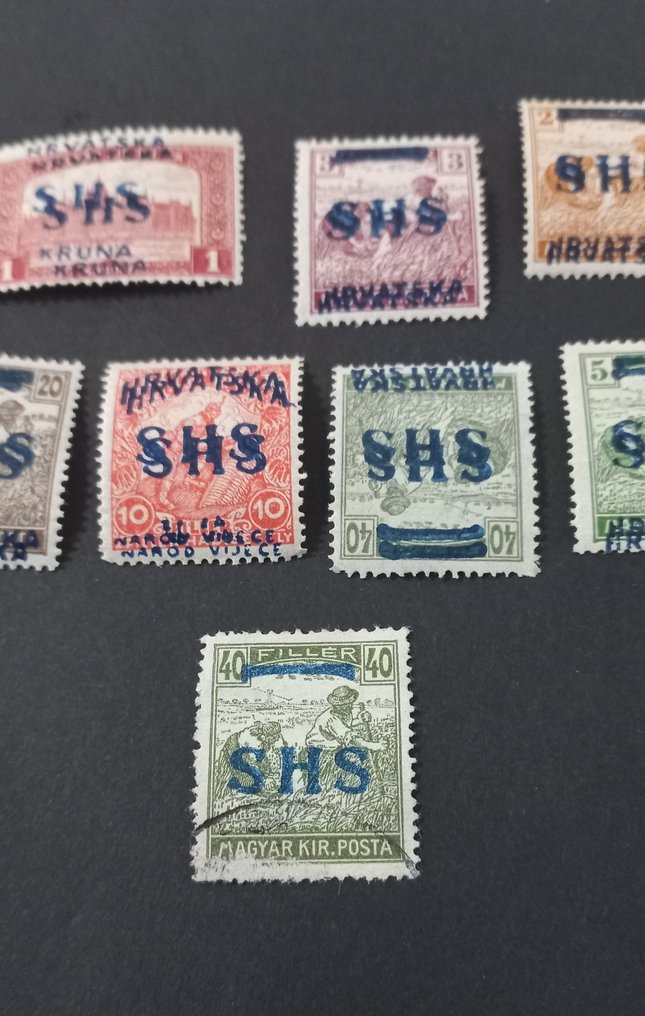 邮戳 - 克罗地亚占领的双重叠印以及倒置的Fiume和法国、匈牙利的占领情况 - 克罗地亚- 1918 #2.1