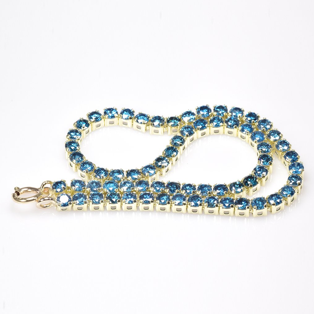 χωρίς τιμή ασφαλείας - Βραχιόλι - 14 καράτια Κίτρινο χρυσό -  2.00ct. tw. Μπλε Διαμάντι (Επεξεργασμένου χρώματος) #4.3