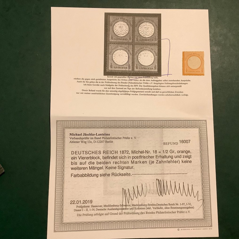 Γερμανική Αυτοκρατορία 1872 - 1/2 Groschen μεγάλο Brutschield με πιστοποιητικό αντιγράφου Jaschke Lantelme - Michel 18 #1.0