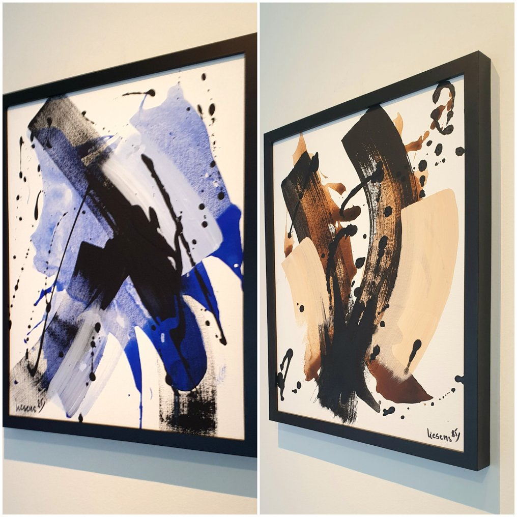 Liesens - Symphony of Blue (handpainted on canvas)lot van 2 #1.0