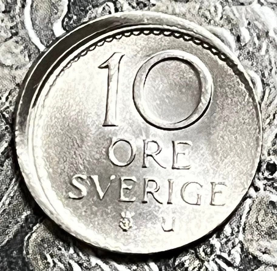 Σουηδία. Gustaf VI Adolf. 10 Ore 1966 / mint error #1.0