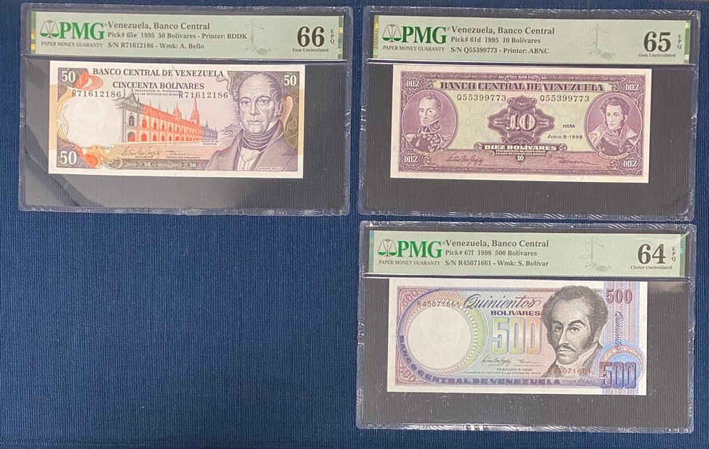 委內瑞拉. - 5 banknotes - all graded Bolívares - various dates  (沒有保留價) #1.0