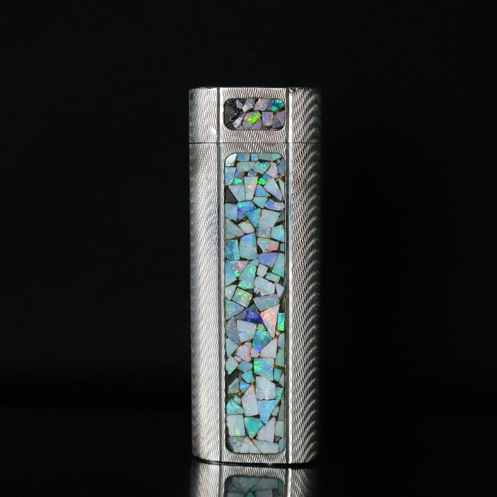 Cartier - Rare Model Mosaic opal Moire-Pattern Vintage Gas Lighter - Lighter - Forsølvet #1.0