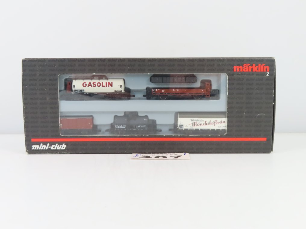 Märklin Z轨 - 82518 - 模型火车货车组 (1) - 五件套货车，包括一辆四轴罐车（标有“Gasolin”）和一辆两轴高开箱车。 - DB #2.1