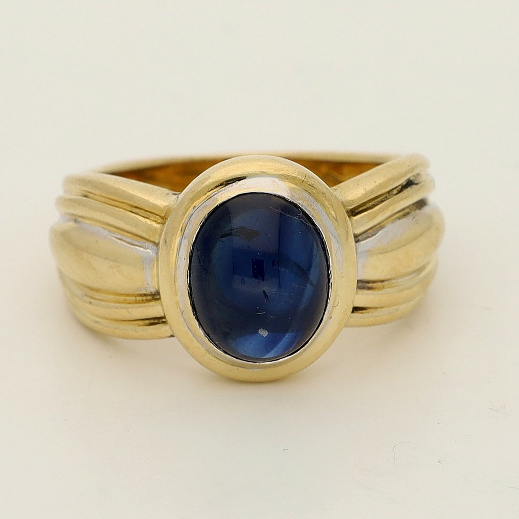 Δαχτυλίδι - 18 καράτια Κίτρινο χρυσό - 3.52ct. tw. Ζαφείρι #1.0