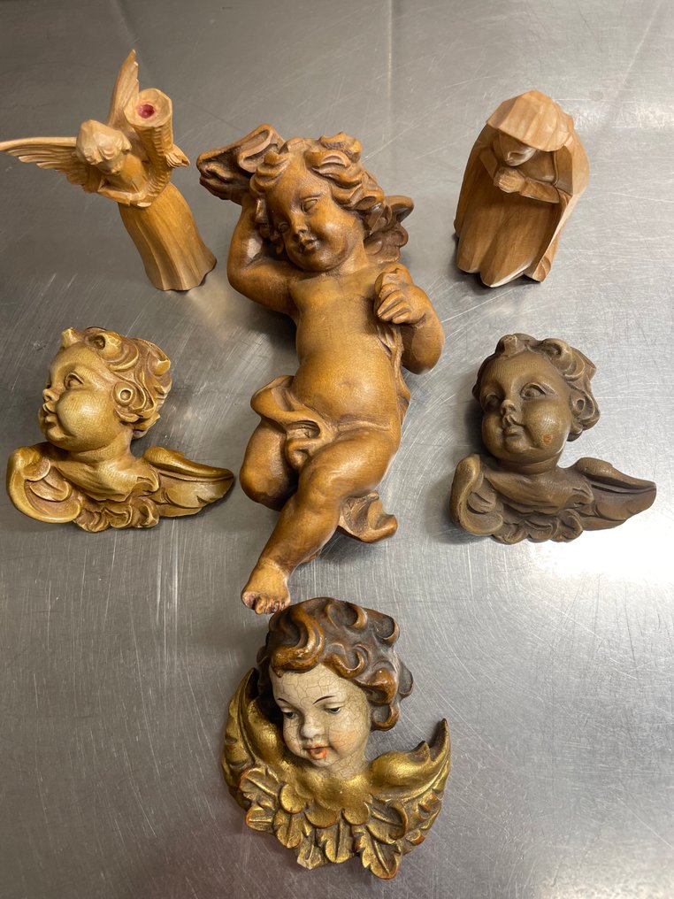 雕塑, Set of 6 religious sculptures - 21 cm - 木, 树脂 #1.0