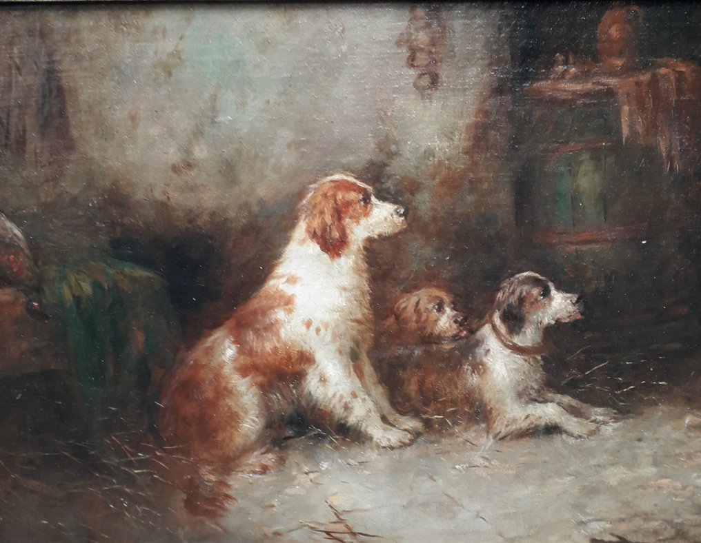 George Armfield (1808-1893) t.a., 归因于 - Drie terriërs in afwachting van #4.3