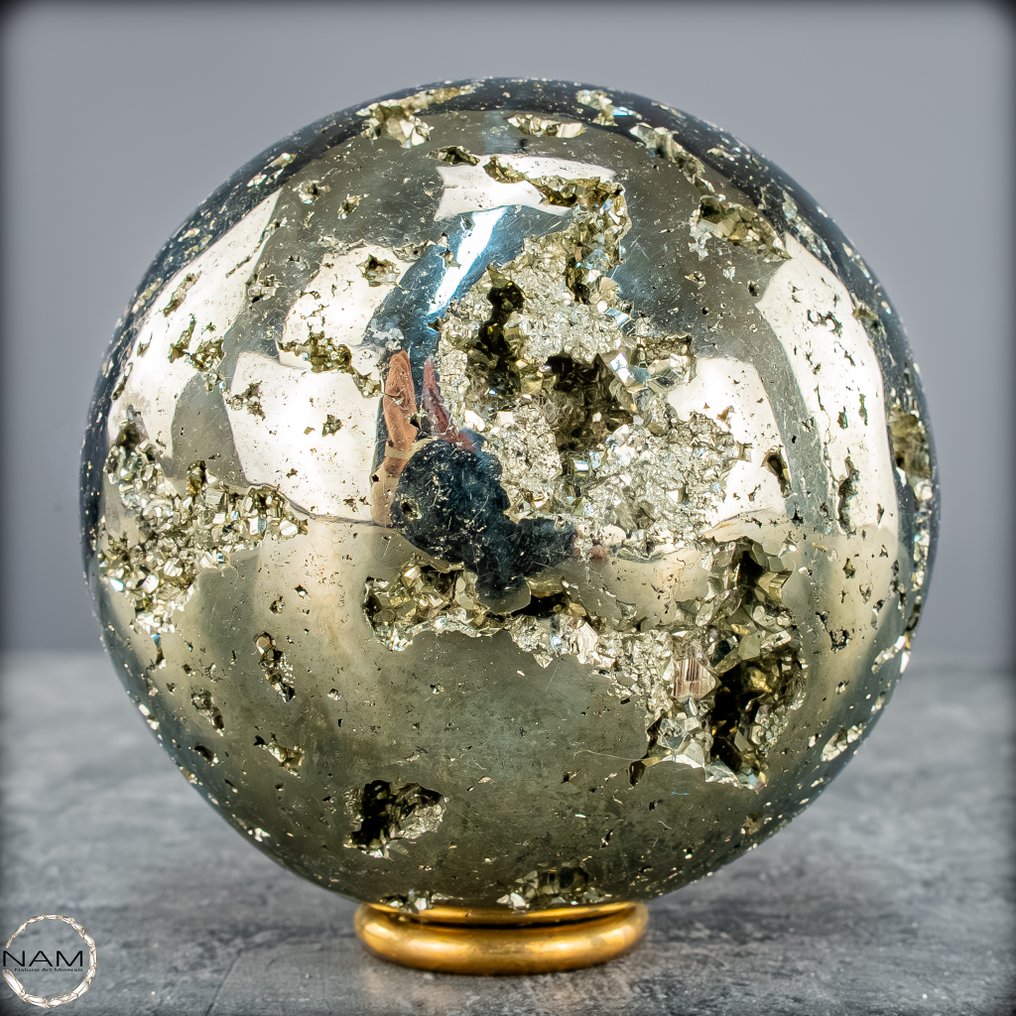 一流品质天然金色黄铁矿 球体- 1045.19 g #2.1