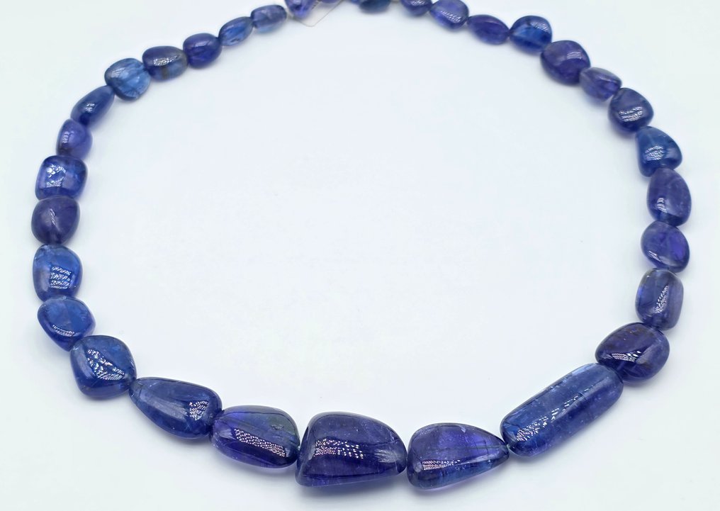 頸鏈 - 18 克拉 黃金 坦桑石 - 坦桑石尺寸从1.8厘米到5.2厘米 #1.0