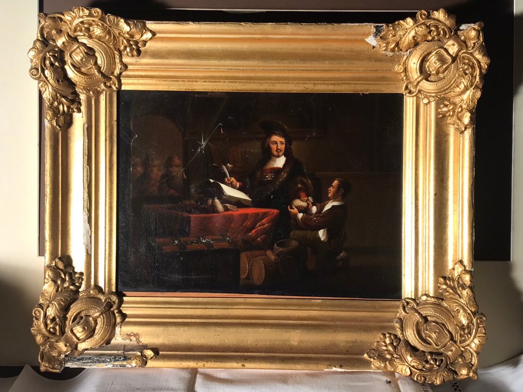 Rembrandt Van Rijn (1606-1669), Nello stile di (after) - The Gold Weigher Oil on Copper #1.0