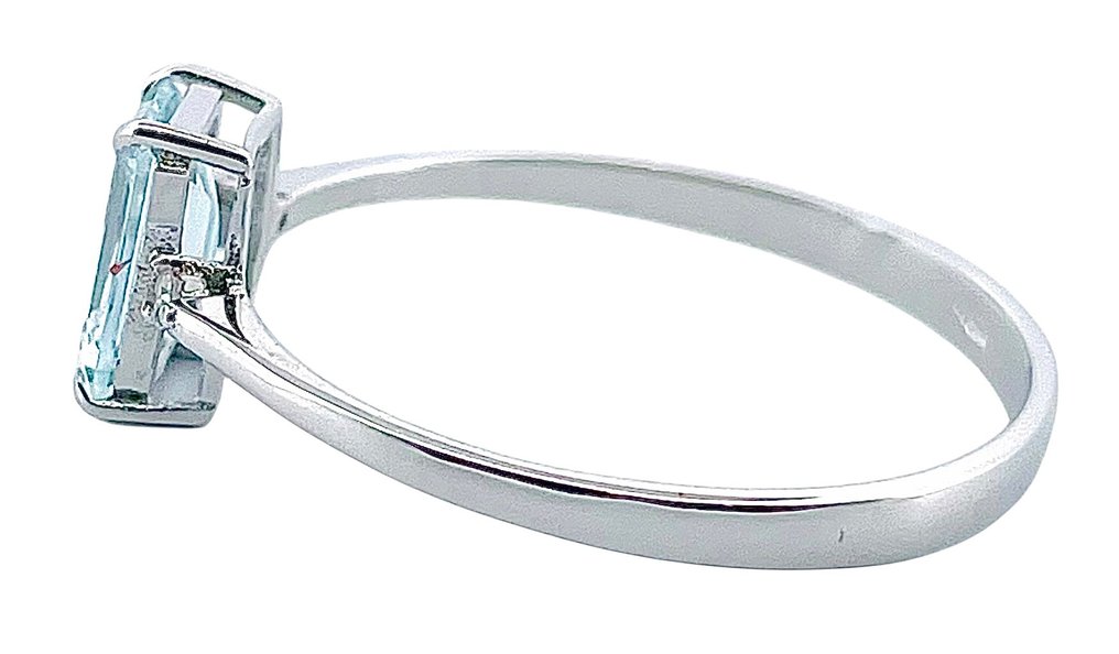 没有保留价 - 戒指 - 18K包金 白金 海蓝宝石 - 钻石 #4.3