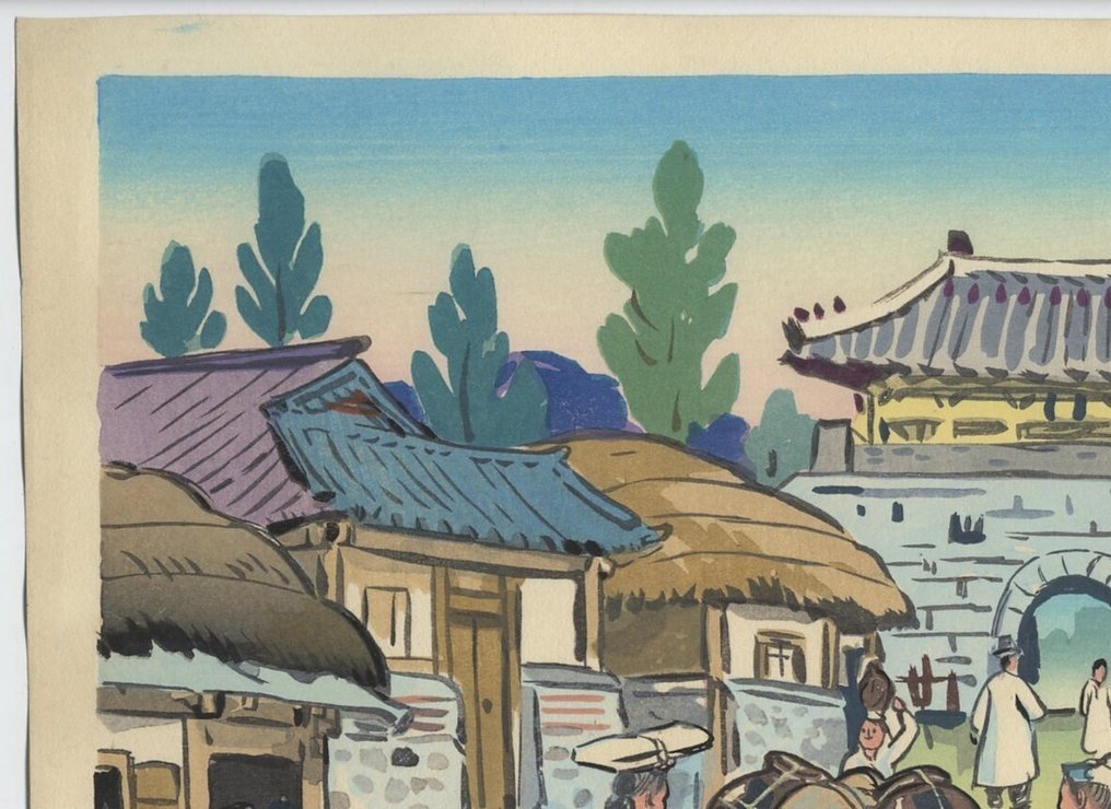 韩国市场 - 紙 - Hiyoshi Mamoru (1885-?) - 日本 - 昭和年代(1926-1989) #1.0