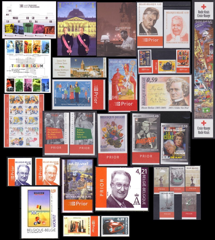 Belgia 2003 - Selecție de timbre neuzate și blocuri - OBP/COB/ tussen 3150 en 3224, bl 103/106 #1.0