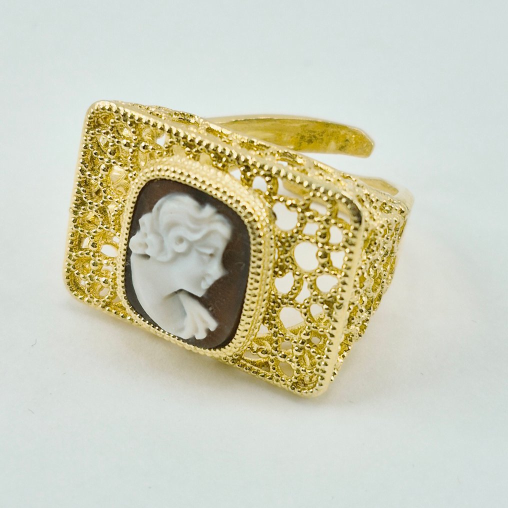 銀, 鍍金 - 戒指 - 浮雕手工雕刻 #2.1