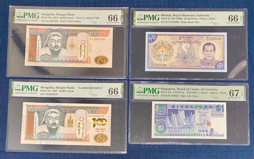 Lumea. - 4 banknotes - all graded - various dates (Fără preț de rezervă) #1.0