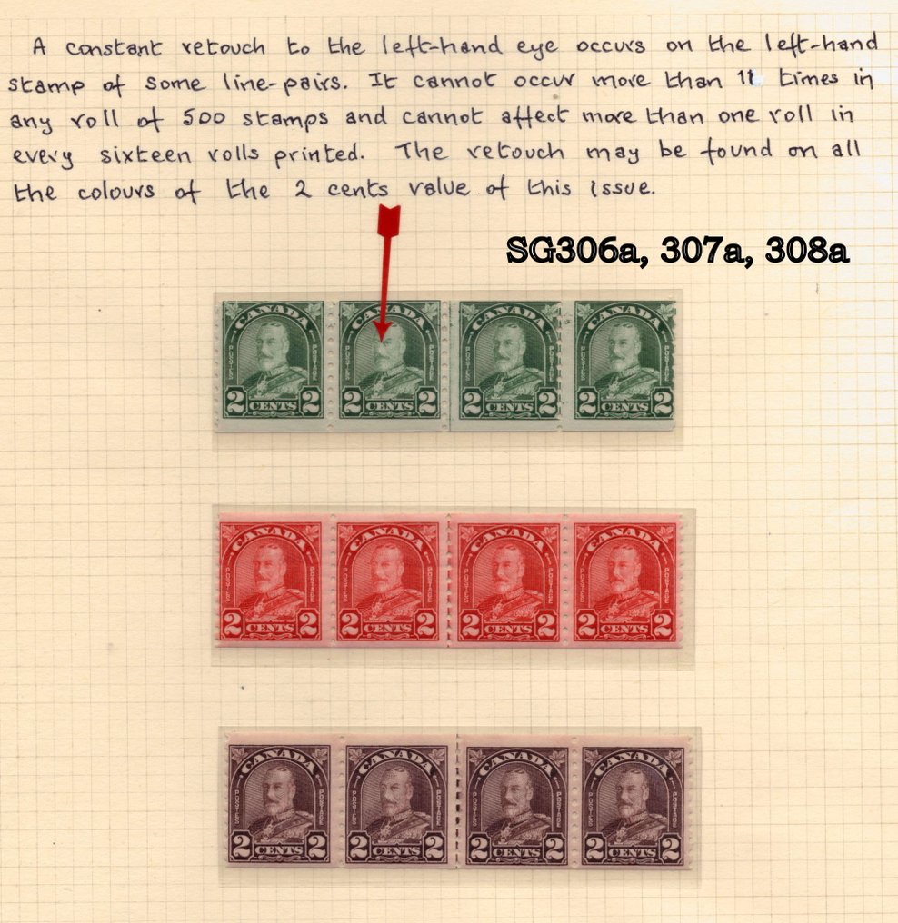 加拿大 1930/1931 - 卷筒邮票套装 - Stanley Gibbons #1.0