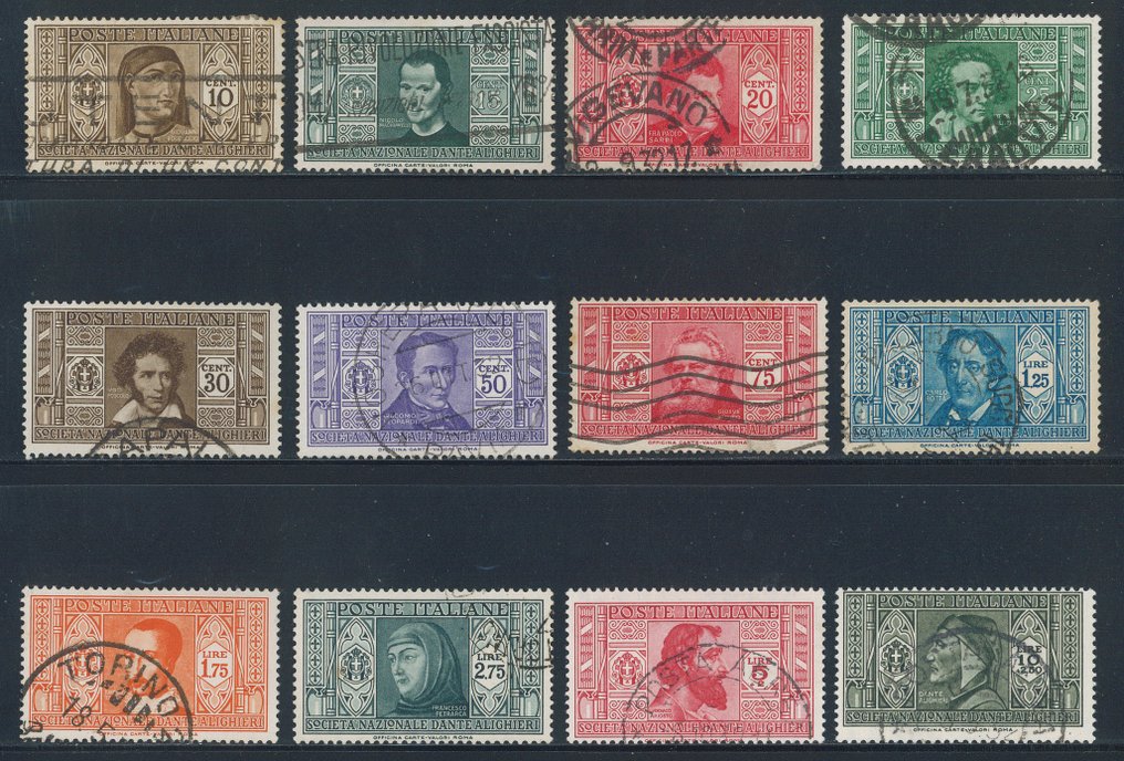 Italy Kingdom  - Dante, complete series no. 303/14 with original cancellations (cert. Raybaudi). #1.0