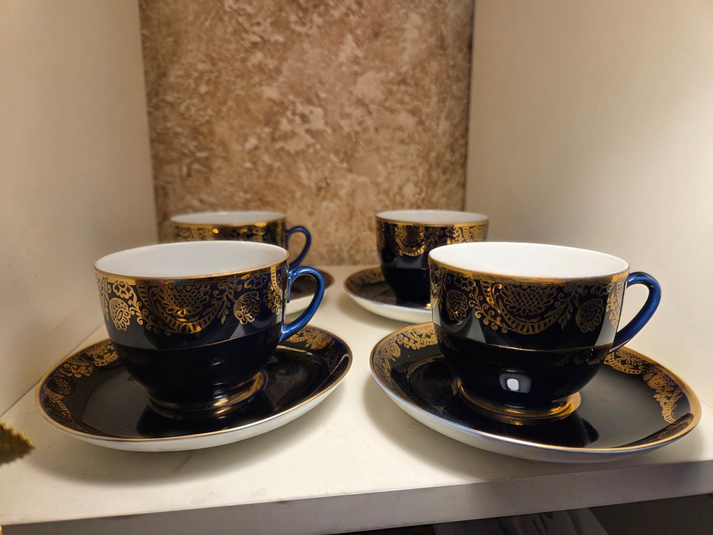 Lomonosov Imperial Porcelain Factory - Ensemble de tasses à thé (8) - Porcelaine - 4 duo de thé #1.0