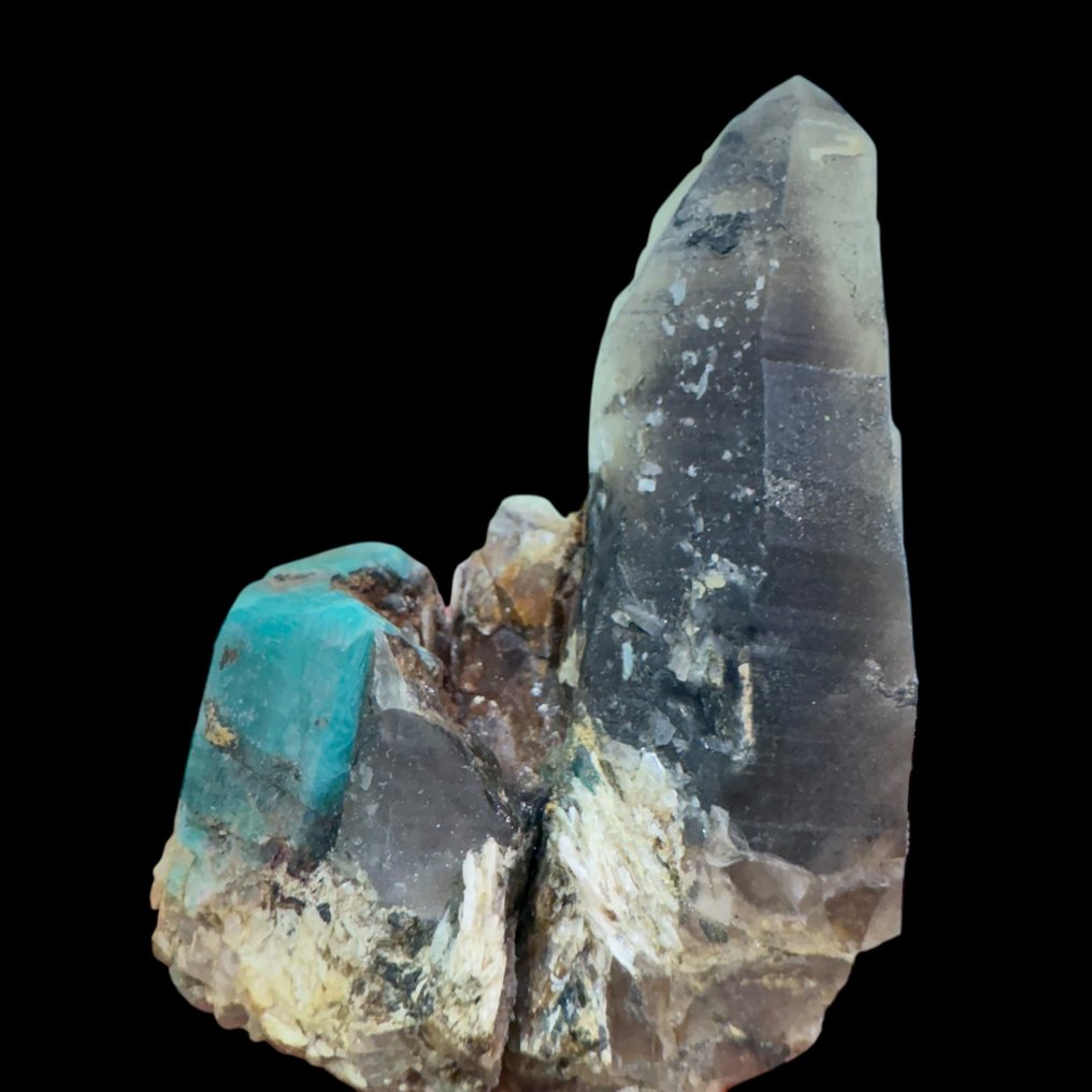 Amazzonite con smocky quartz - Altezza: 5 cm - Larghezza: 4 cm- 65 g #1.0