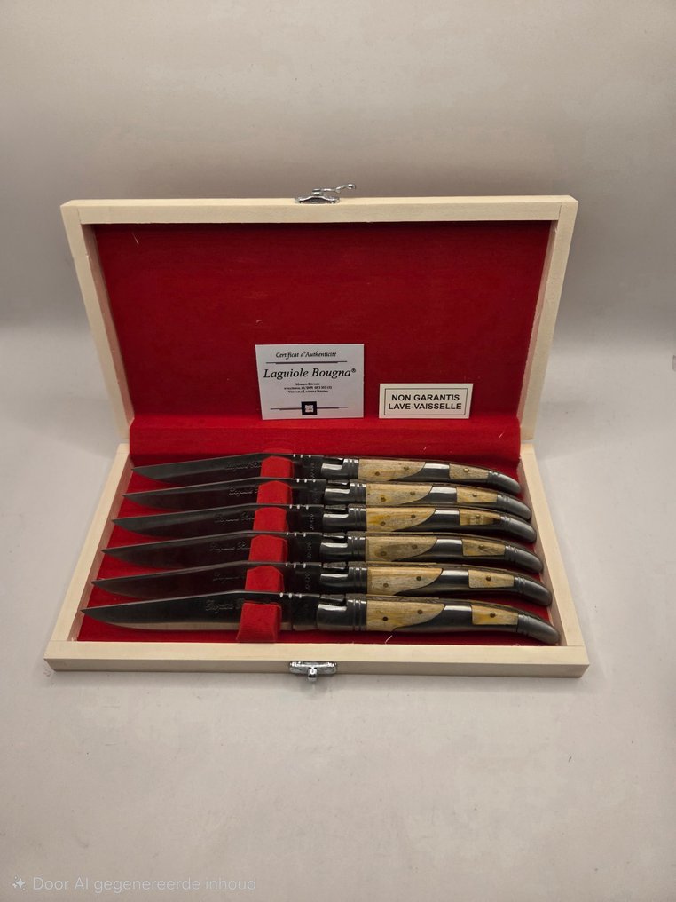 Laguiole - Bougna - 餐刀套裝 - 拉圭奥牛排刀 - 不锈钢 - 木材 #1.0