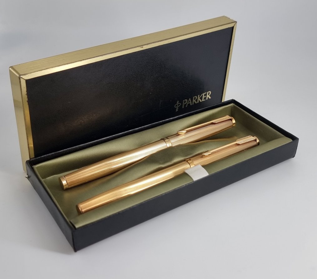 派克 - Set 35 Insignia – Set completo chapado en oro – Plumín de oro 18k (750) – Pluma + Rotulador Gel + - 钢笔 #1.0