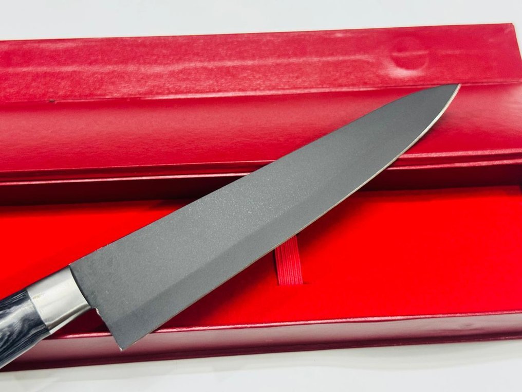 HexClad - Μαχαίρι κουζίνας -  Ιαπωνικό μαχαίρι λαχανικών (096) - Μαχαίρι και λαβή με επίστρωση σκόνης από ατσάλι και γκρι εξωτική ξύλινη λαβή. - Ιαπωνία - Ιαπωνικό μαχαίρι λαχανικών #3.2