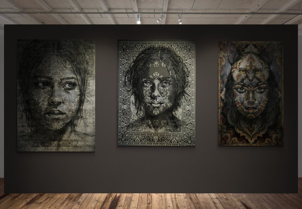 Jacqueline Klein Breteler - “Quiet smile.”-painting on a carpet-XXL #1.0