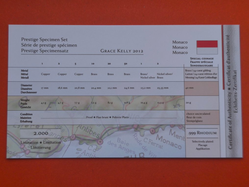 Monaco. Probe Set 2012 "Grace Kelly" (2 sets) (Zonder minimumprijs) #3.2