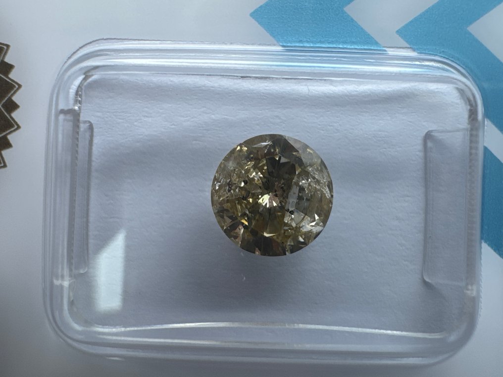 没有保留价 - 1 pcs 钻石 (天然色彩的) - 1.43 ct - 圆形 - Fancy 稍帶棕色的, 稍帶綠色的, 黄色 - I2 内含二级 - 国际宝石研究院(IGI) #1.0
