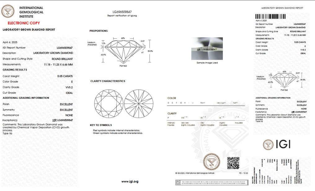 χωρίς τιμή ασφαλείας - Δαχτυλίδι - 18 καράτια Κίτρινο χρυσό -  5.05ct. tw. Διαμάντι (Εργαστηριακής καλλιέργειας) - E VVS2 IGI Πιστοποιημένο #1.0