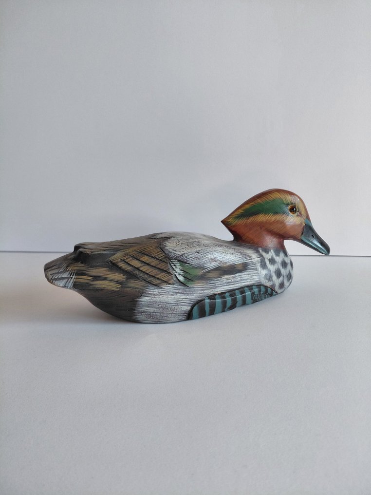 Duck decoy - Période 1950-1970, peint main, sculpture 24.5 cm - Wood #1.0