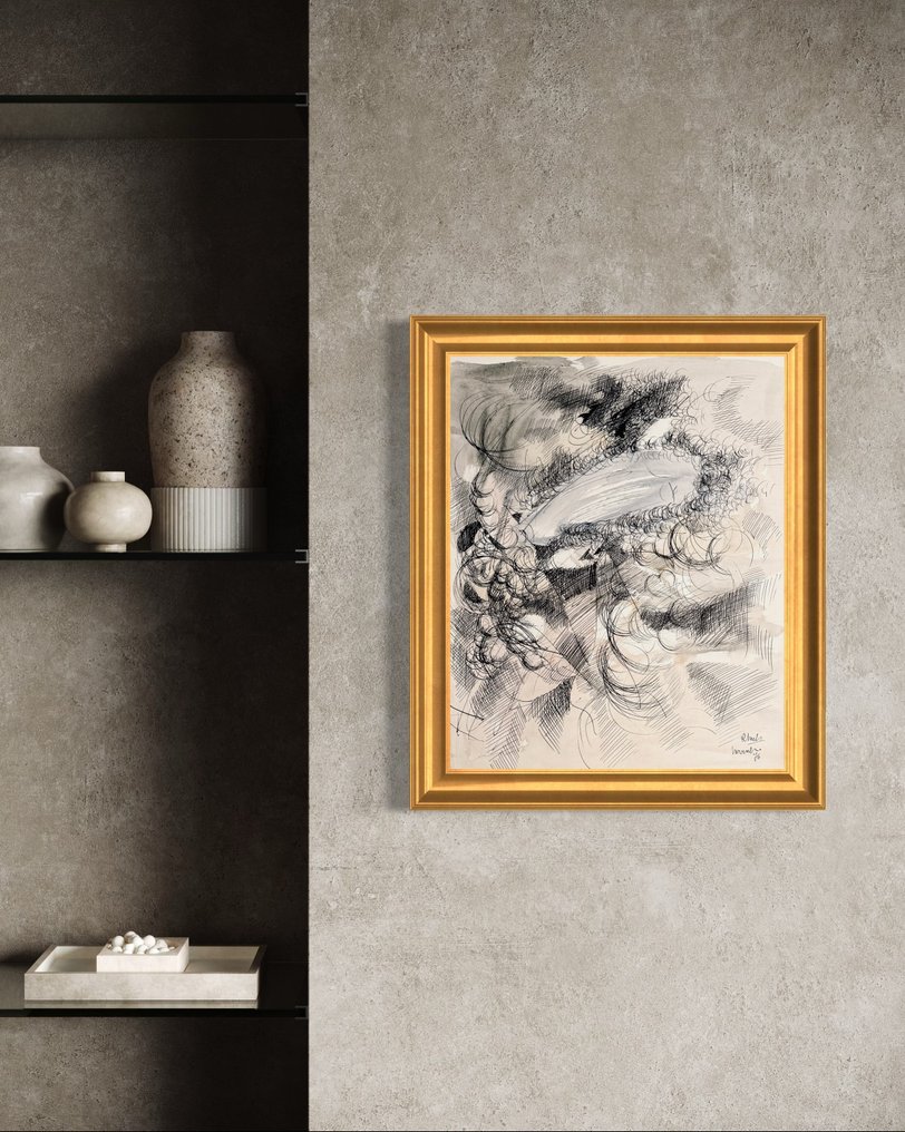 René Mels ( 1909-1977) - Belle composition abstraite de 1976 #1.0