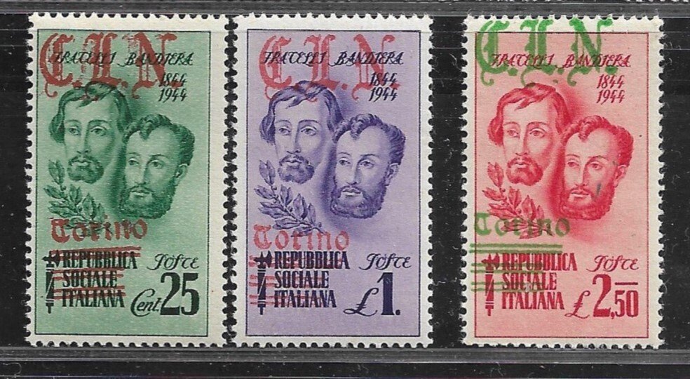 Italy 1945 - CLN Rara issue from Torino, complete series of 17 values. - ERRANI-RAYBAUDI N.1/17 #2.1