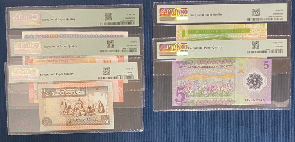 Welt. - 5 banknotes - all graded - various dates  (Ohne Mindestpreis) #3.2