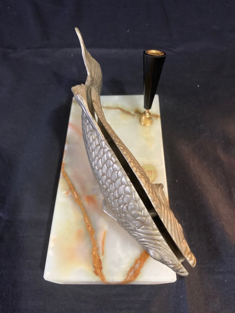 信架 - 华丽的书签夹，抓住门把、信件和铅笔 - 縞瑪瑙, 银色金属 #3.2