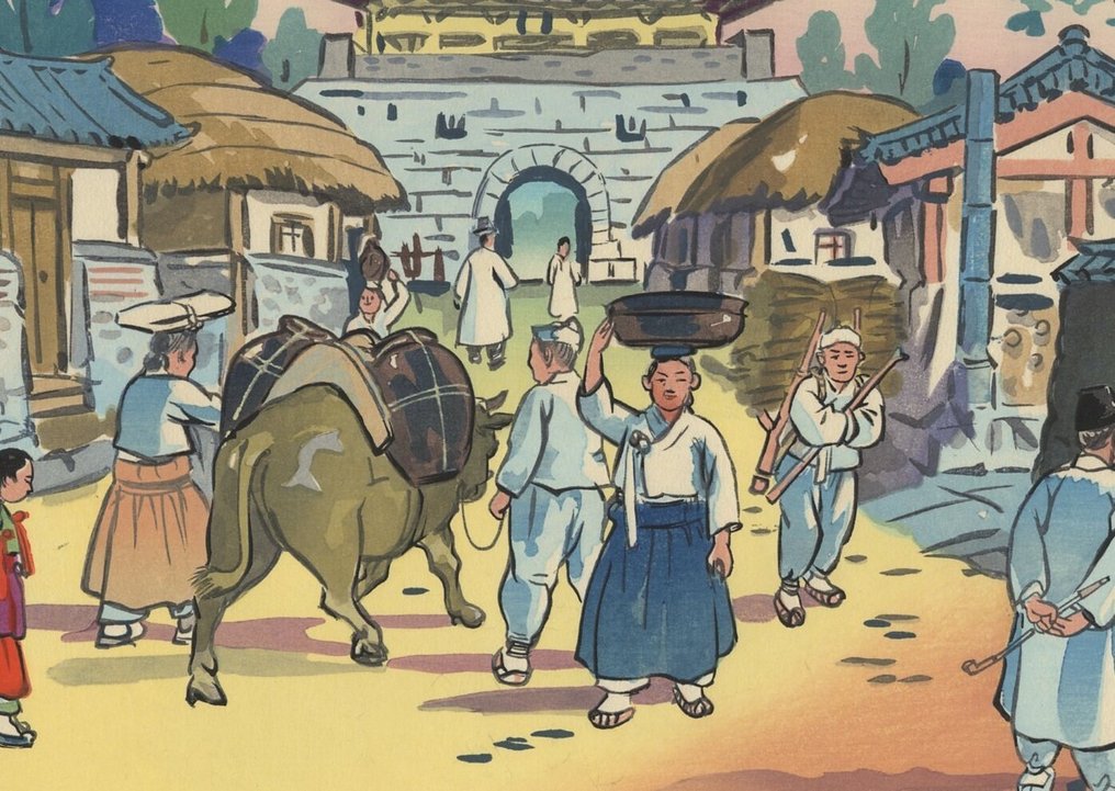 韩国市场 - 紙 - Hiyoshi Mamoru (1885-?) - 日本 - 昭和年代(1926-1989) #4.3